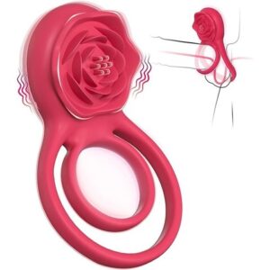 Lois 7 Vibrating Dual Loop Rose Cock Ring for Couple Fun
