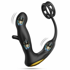 Bestvibe Hollow Flapping Vibrating Silicone Prostate Massager with Cock Ring
