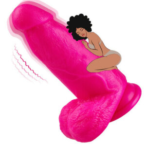 Huge Thick Diameter 2.55'' Pink Vibrating Dildo With Strong Suction Cup For Hands-Free