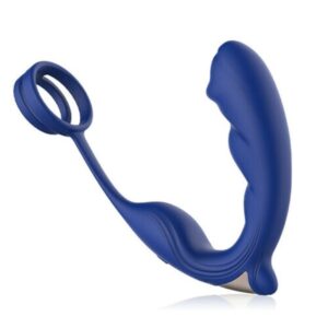 Blue Wing Double anneau pénien et masseur de prostate avec 9 vibrations