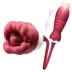 Elowen - Grande bouche avec léchage par la langue pour la stimulation du clitoris et des tétons, vibromasseur à va-et-vi